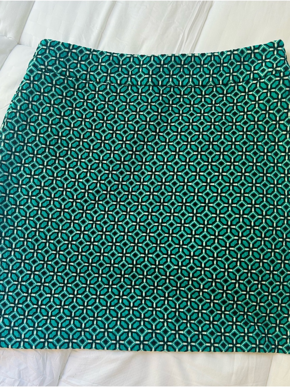 LOFT Teal Geometric Mini Skirt